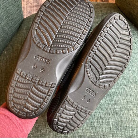 CROCS Classic Glitter 2 Strap Slide Sandal Womens Sz 10 Slip On Black / Silver! - Picture 6 of 12